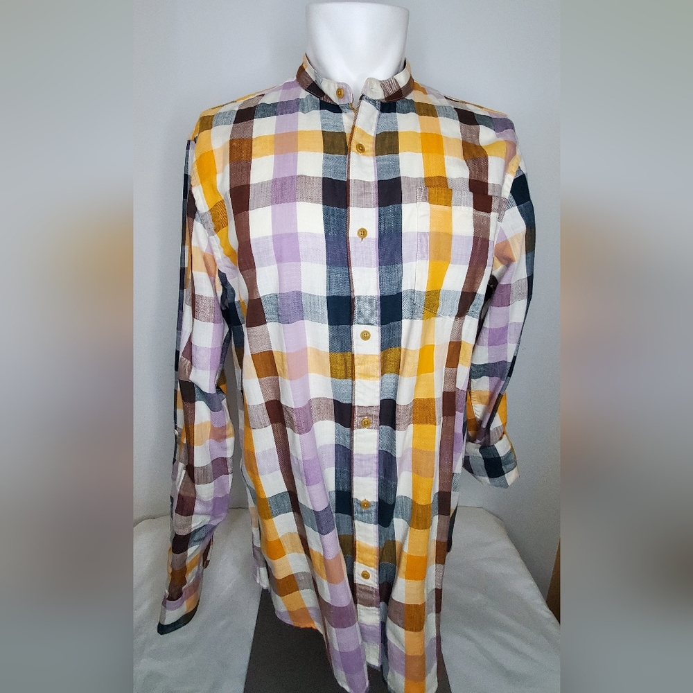 Scotch & Soda Size L - Men Plaid Linen Shirt With Long Sleeves